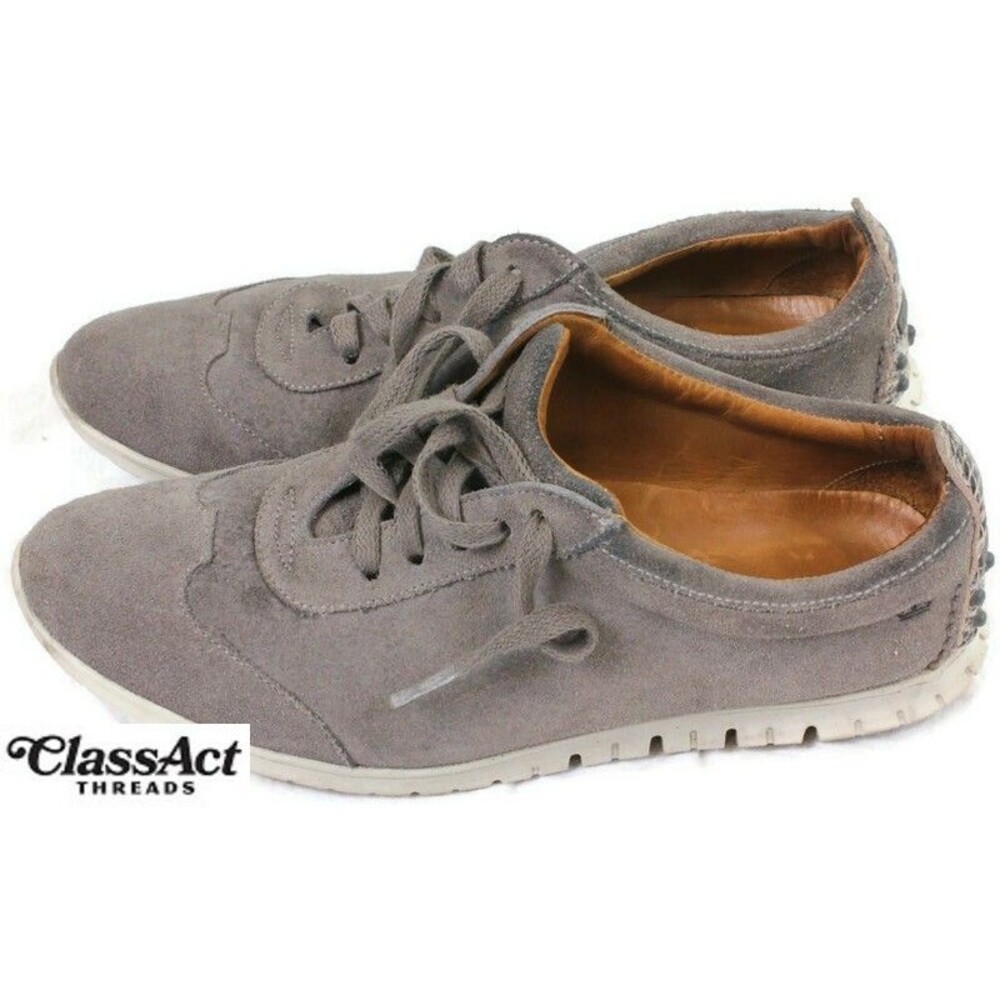 Womens 8 M Peter Millar lace up Hybrid Sneaker Gray Pebble Suede Leather Brazil - Picture 5 of 7